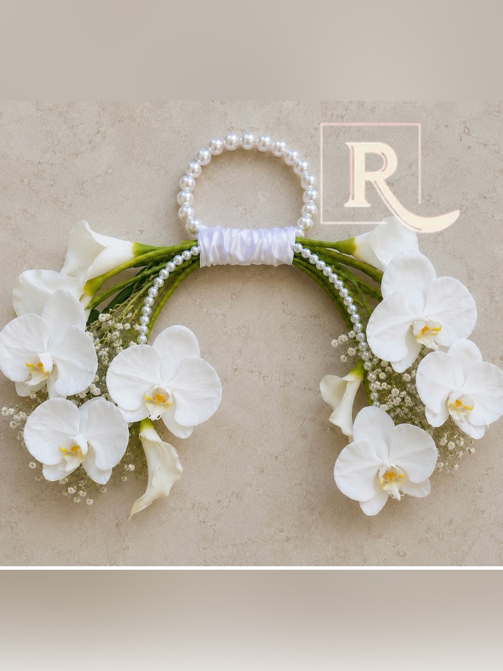 - handmade floral lily orchid bouquet pearl